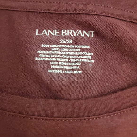 Lane Bryant Plum Top With Floral Cutout Sleeves - Picture 4 of 4